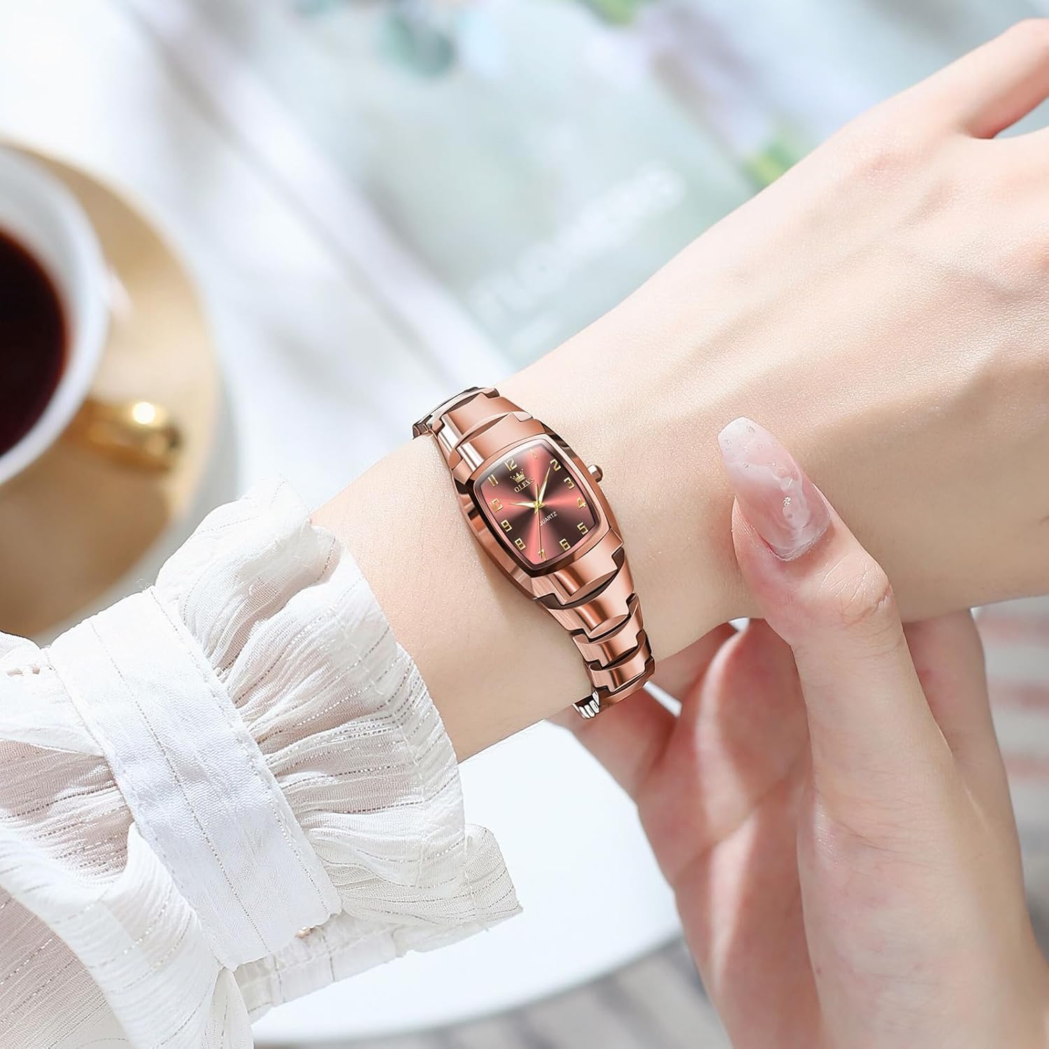 OLEVS Watch Women Luxury Dainty Vintage Square/Round Small Watches for Women Waterproof Stainless Steel Analog Women's Watches with Day Date Fashion Dress Easy Read Female Watch Reloj para Mujer - Image 2