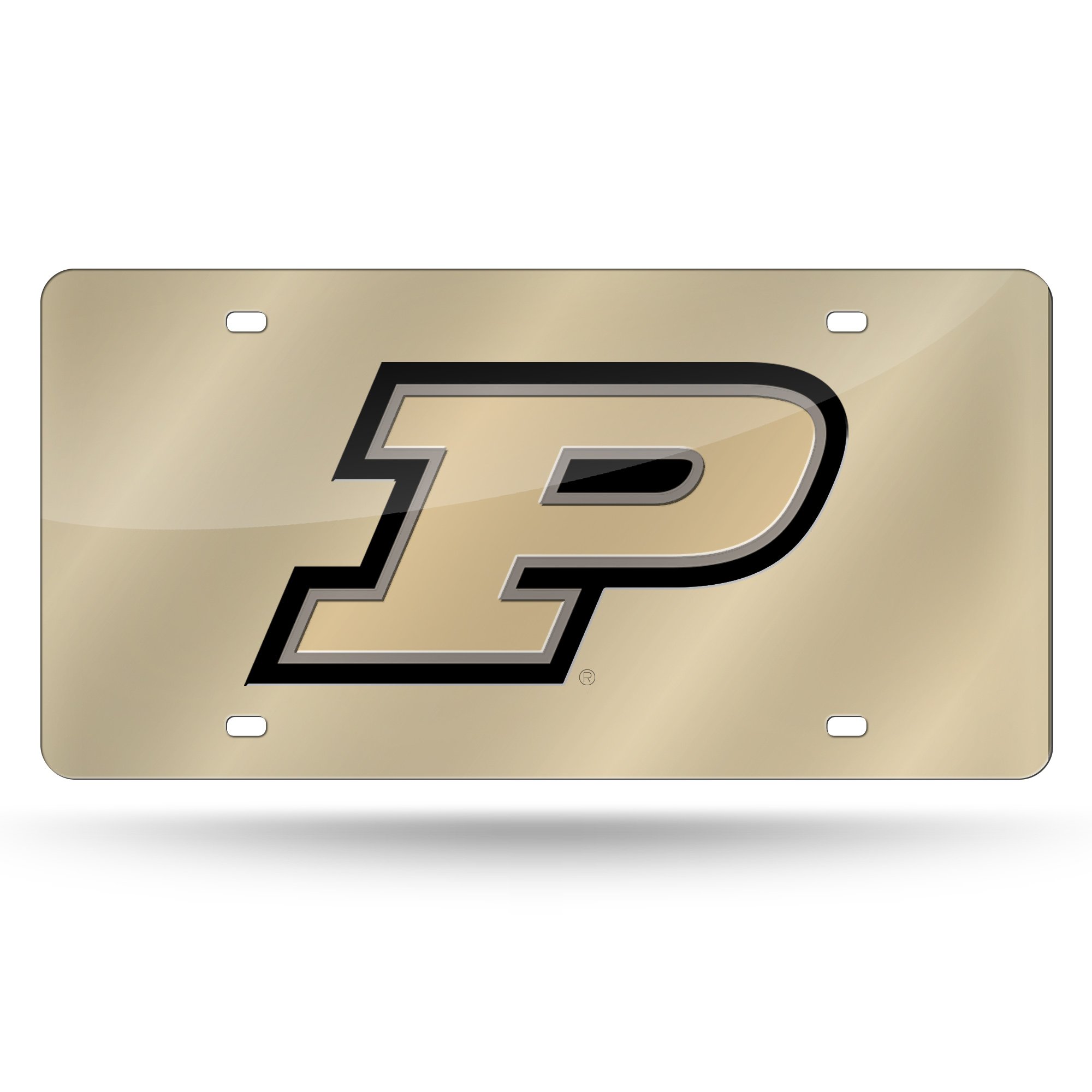 NCAA Rico Industries Laser Inlaid Metal License Plate Tag, Purdue Boilermakers - Gold, 6 x 12-inches