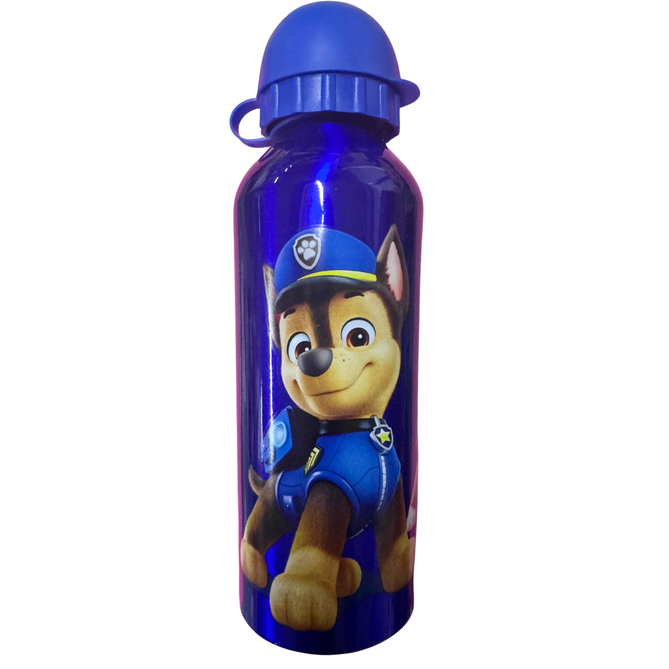 SRV Hub Dark Blue Paw Patrol Aluminium Water Bottle for Kids – 500ml BPA Free Leakproof Flip Top Bottle with Straw | Reusable Metal Bottle for School, Travel, Sports