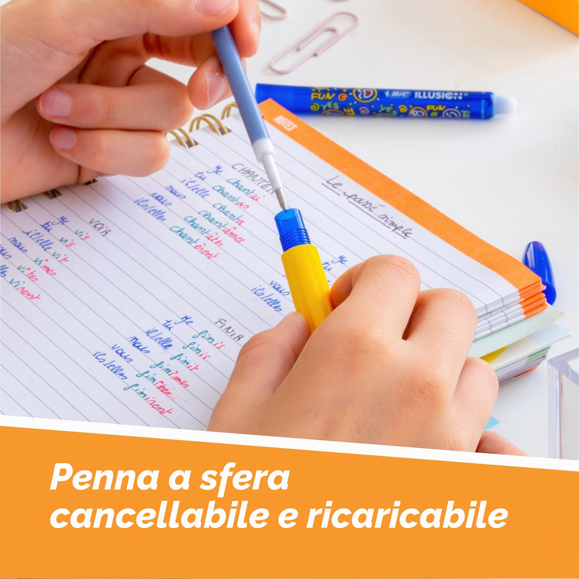 BIC Illusion Penne cancellabili e ricaricabili a punta media, 0,7 mm, inchiostro verde, confezione da 12