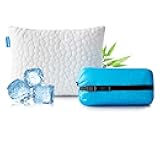 Travel Pillow Camping Pillow Small CoolingShredded Memory Foam Pillow, Compressible Medium Firm, Breathable Cover, Ideal Backpacking Hiking, Airplane and Car