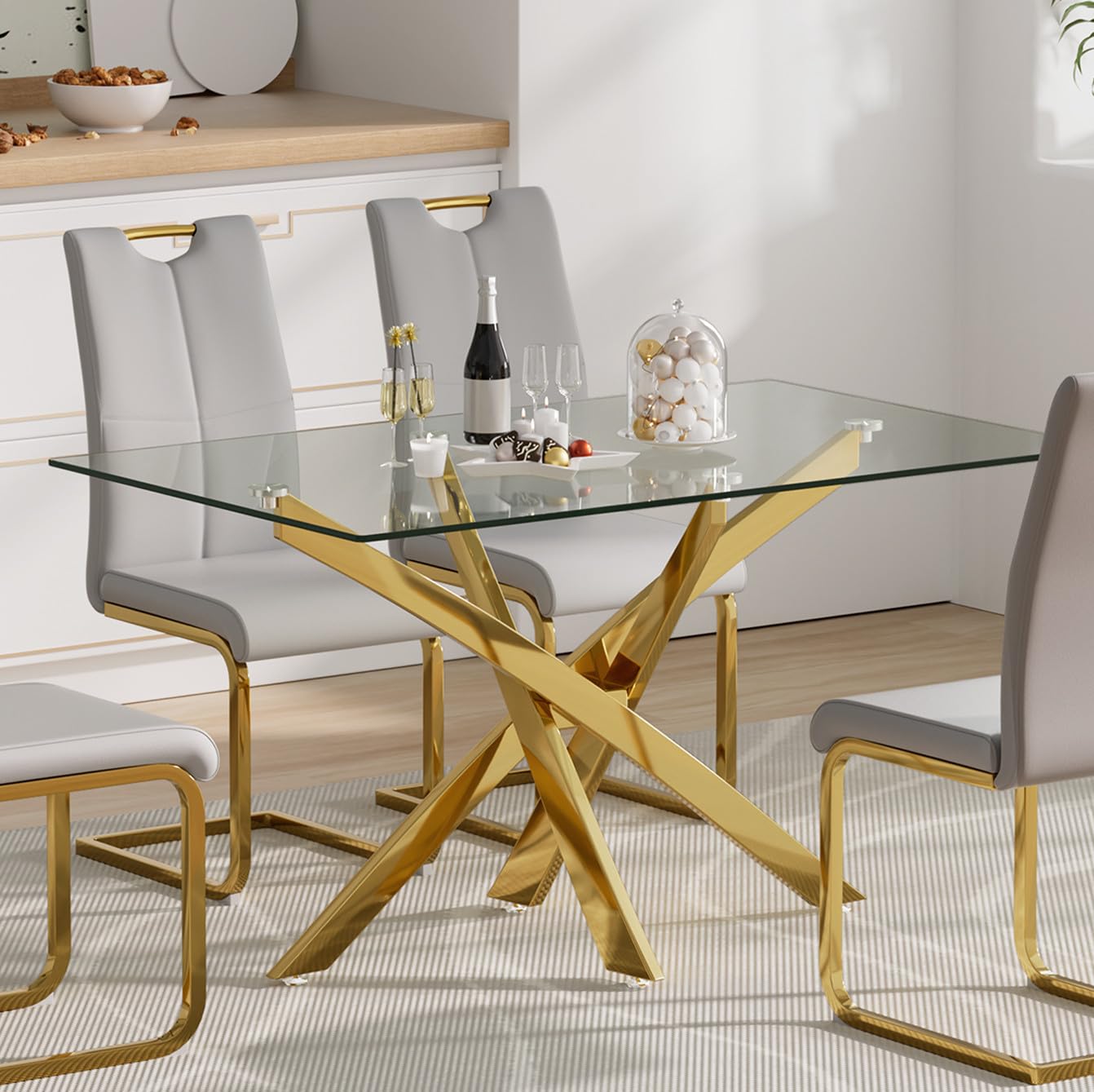Dining Table HUDSON Transparent 160 Cm 90 Cm Tempered Glass - View #2