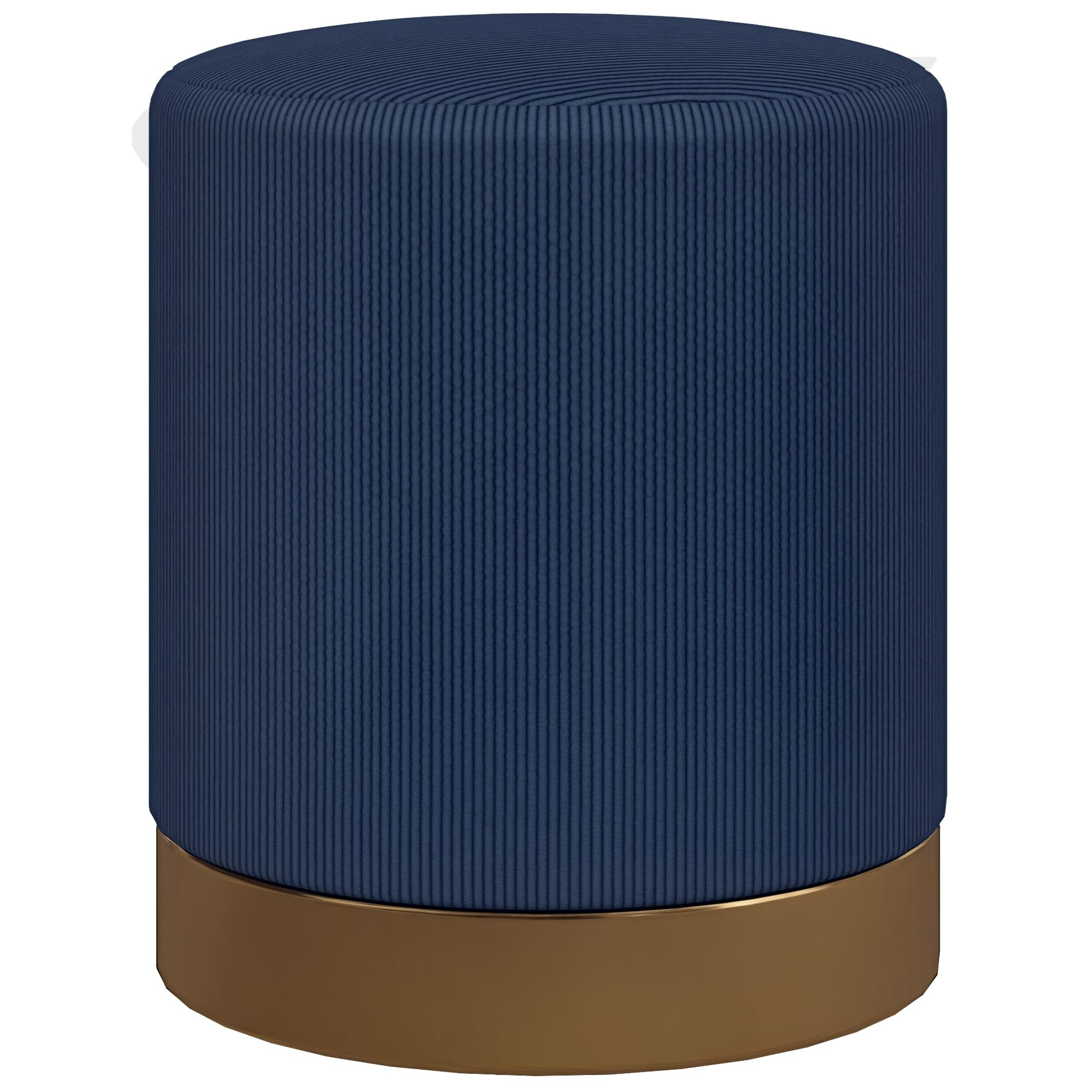 HOMCOM Round Corduroy Footstool - Dark Blue