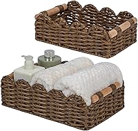 Vista 16 de CubesLand Canastas decorativas de cuerda de papel con borde festoneado para el hogar, sala de estar, dormitorio, cesta de inodoro para estante