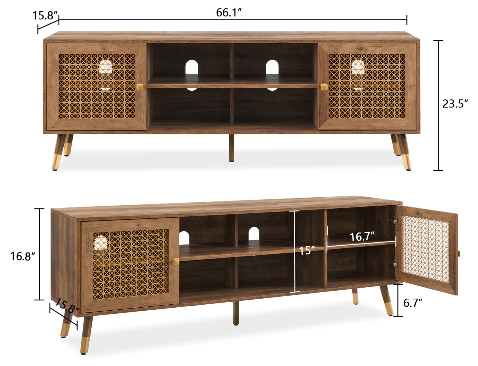 KACVON Mid Century Modern TV Stand for Living Room, TV Consoles for TVs Up to 75