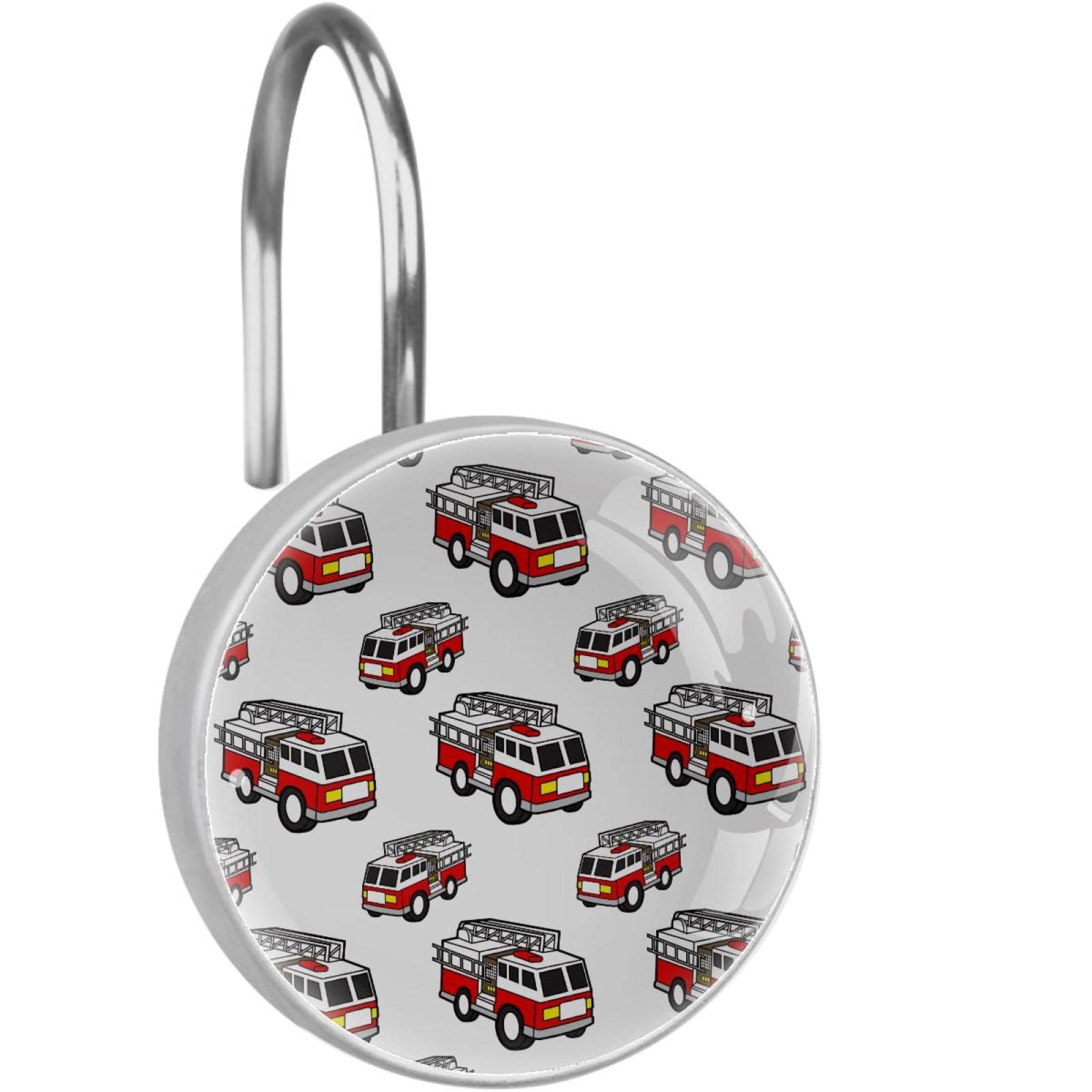 Crochets pour rideau de douche en acier inoxydable durable avec design camion de pompiers