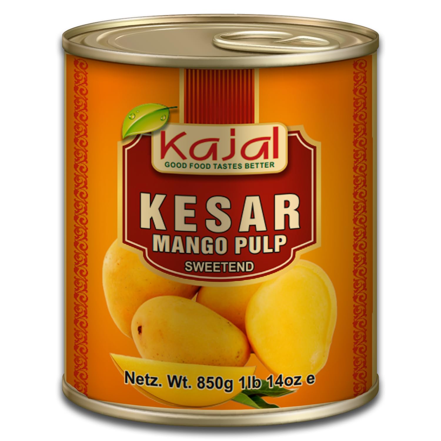Kajal Purea di mango, Kesar, 6 x 850 g, ideale per frullati di mango, Lassi, dessert e curry, naturale, dolce, dall'India, polpa di mango, kesar senza additivi