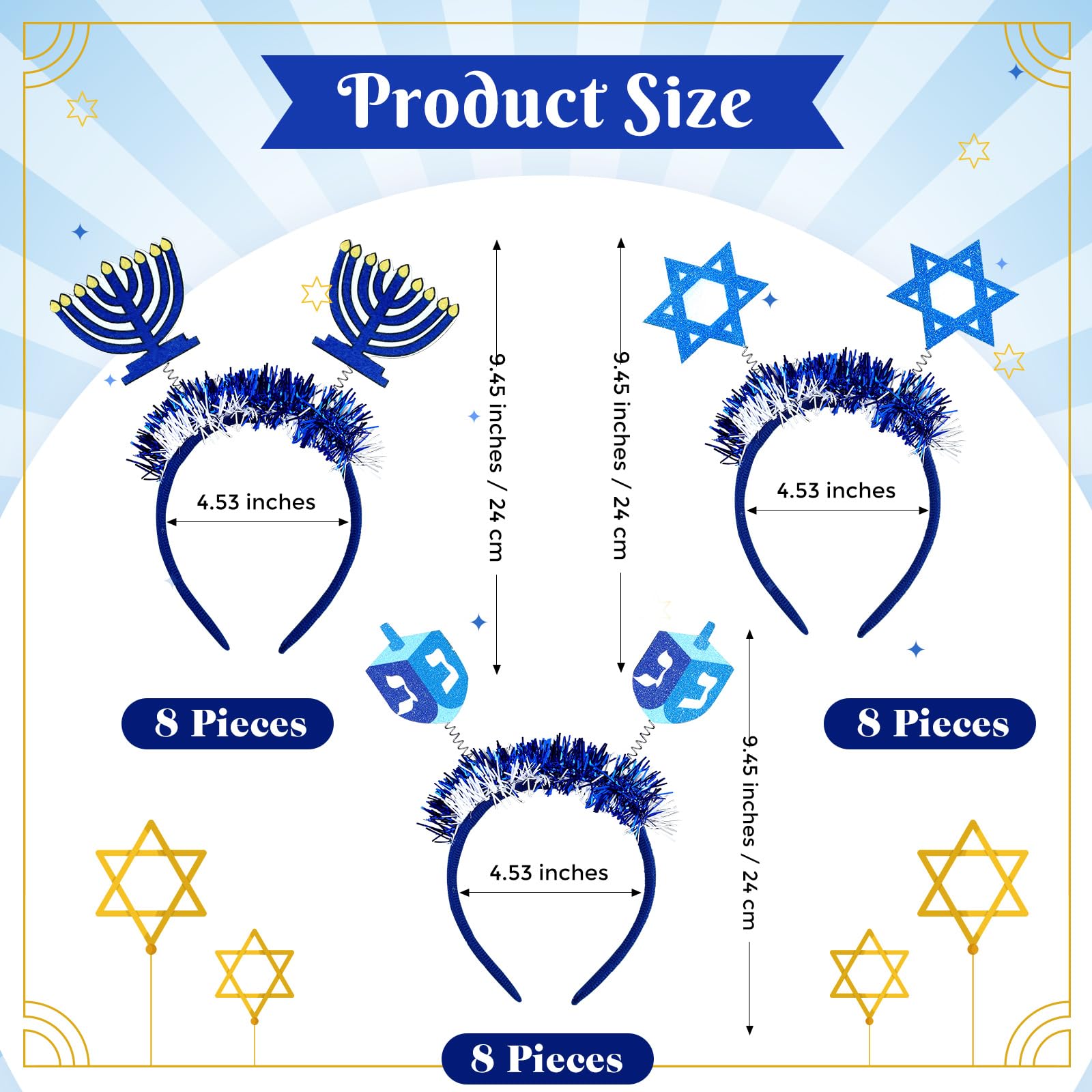 Hanukkah Costume Accessories Hanukkah Headband Boppers 8-Pack - Dreidel  Menorah Star Of David Party Accessories Hanukkah Celebration Accessories