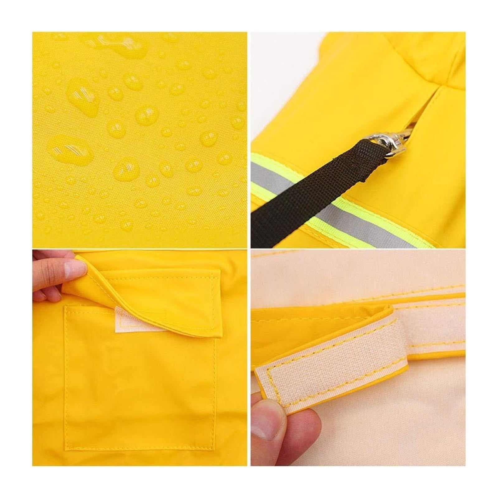 Manteau de pluie imperméable et réfléchissant pour chien de petite, moyenne et grande taille, manteau coupe-vent en polyuréthane (jaune, taille S)