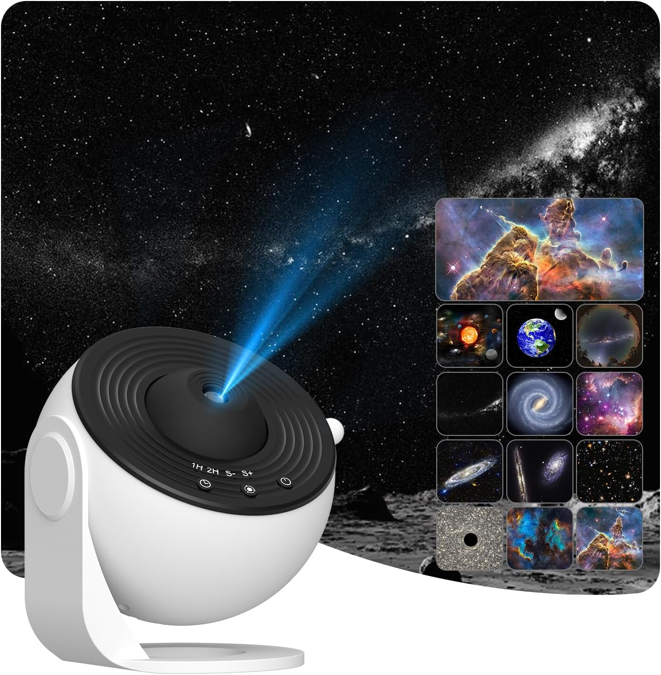 Star Projector, Planetarium Projector for Bedroom Ultra Clear Galaxy Night Light with 4K Replaceable 12 Galaxy Discs 360 Degree Rotation Real Sky Light for Kids Room Birthday Valentines Gift