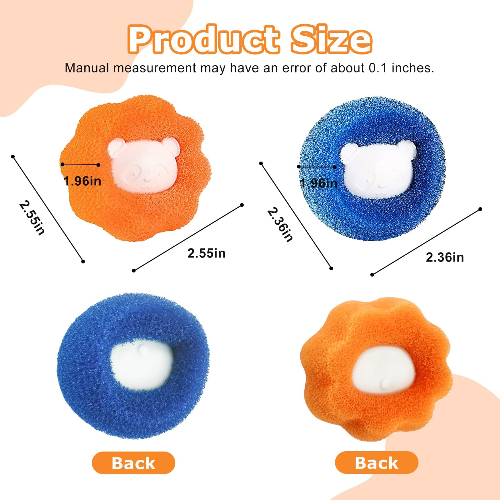 10 Pcs Pet Hair Remover for Laundry, Washing Machine Hair Catcher, Dryer Balls for Clothing Dog Cat Pet Fur Remover (Orange+Blue) 2