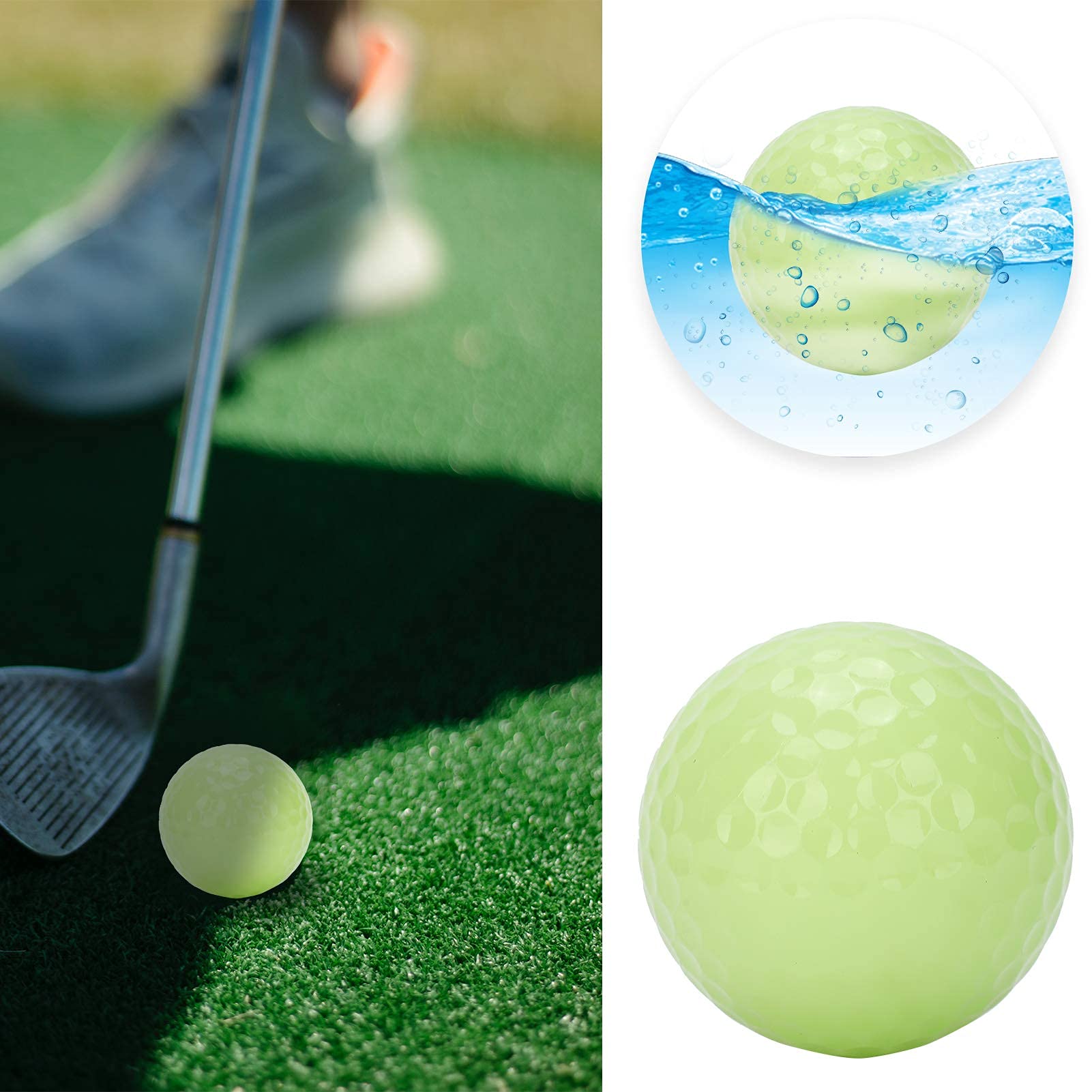 Alomejor 12 Piezas de Bolas de Golf nocturnas, Bolas de Golf Brillantes, Bolas de Entrenamiento de Golf, Bolas flotantes Luminosas de Golf