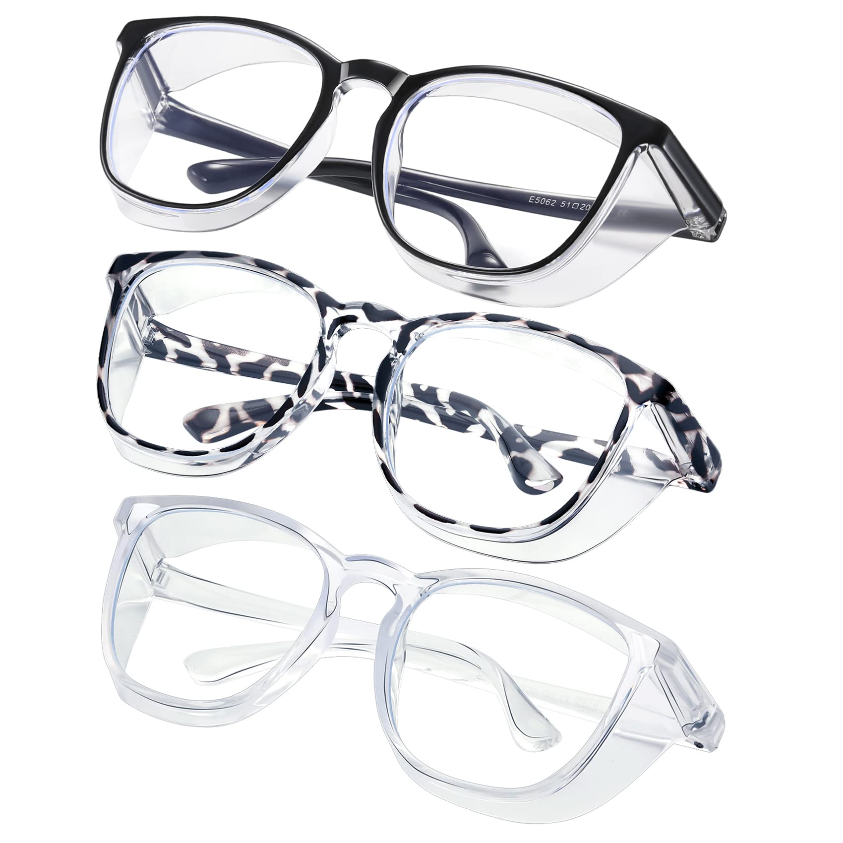 konqkin Safety glasses Goggles Nurses Protective Eyewear - Anti Fog Square Frame Stylish Clear Glasses for Women Men