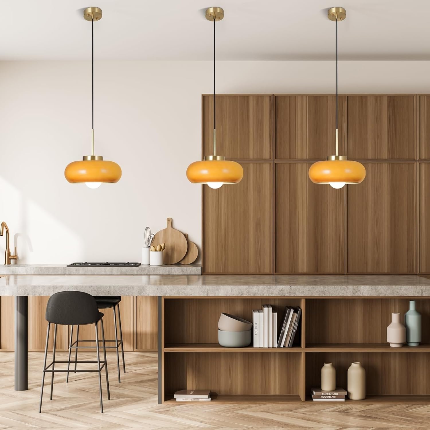 RuiRfh Milk Glass Pendant Lights Kitchen Island Dome Schoolhouse Pendant Light Fixture White and Gold Mid Century Modern Chandelier for Dining Room Bedroom Kitchen Adjustable Hanging Lamp