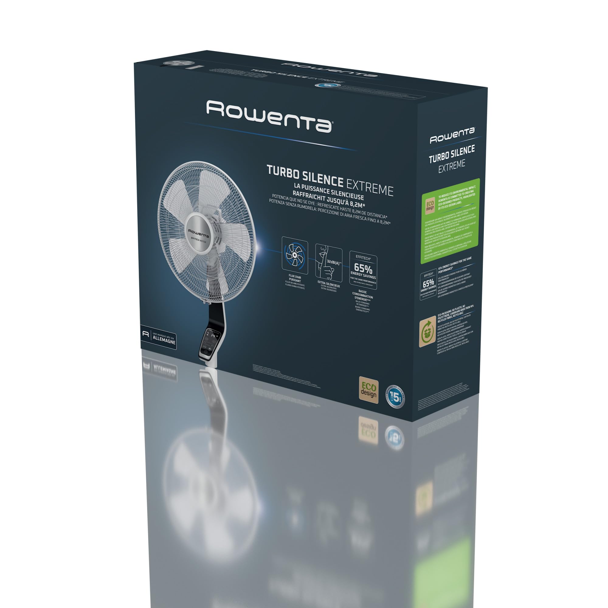 Rowenta Turbo Silence Extreme wentylator stojący, tylko 32 dB (A) w trybie Silent Night, energooszczędny, 14 prędkości, cyfrowy wyświetlacz LED, timer, pilot zdalnego sterowania, biały, VU5690F0