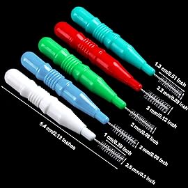 BBTO 100 Pcs Braces Dental Brush Flosser for Cleaner Interdental Brush Toothpick Tooth Flossing Head Oral Dental Toothpick Cleaners Cleaning Tool(Red White Green Light Green, Light Blue)