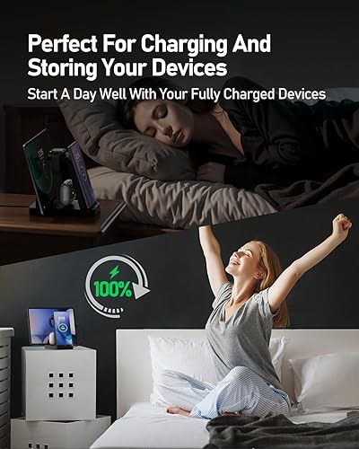 Miniatura 7 de WHJ Cargador inalámbrico 5 en 1 para Samsung, estación de carga rápida Android para Samsung Galaxy S25S24 UltraS23S22S21Note 20Z Fold 765, cargador