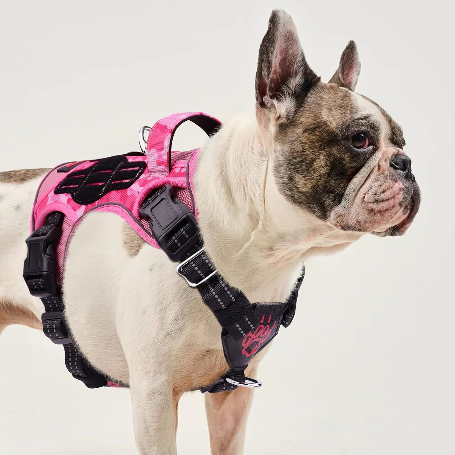PETNANNY Tactical No Pull Dog Harness for Small Dogs, Breathable Mesh with Front Clip, Service Dog Vest with Handle for Outdoor Training Hiking, Pink Camo,S