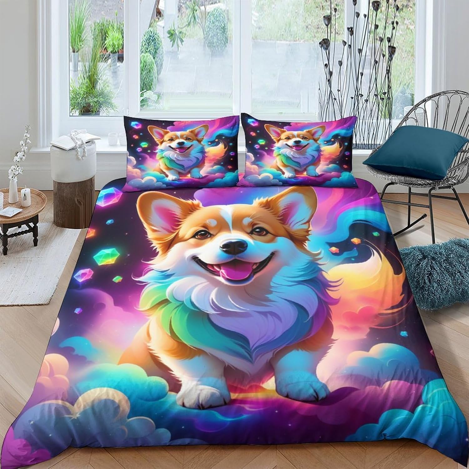 Parure de lit housse de couette 260x230 cm 3 pièces microfibres imprimé 3D pour adulte
