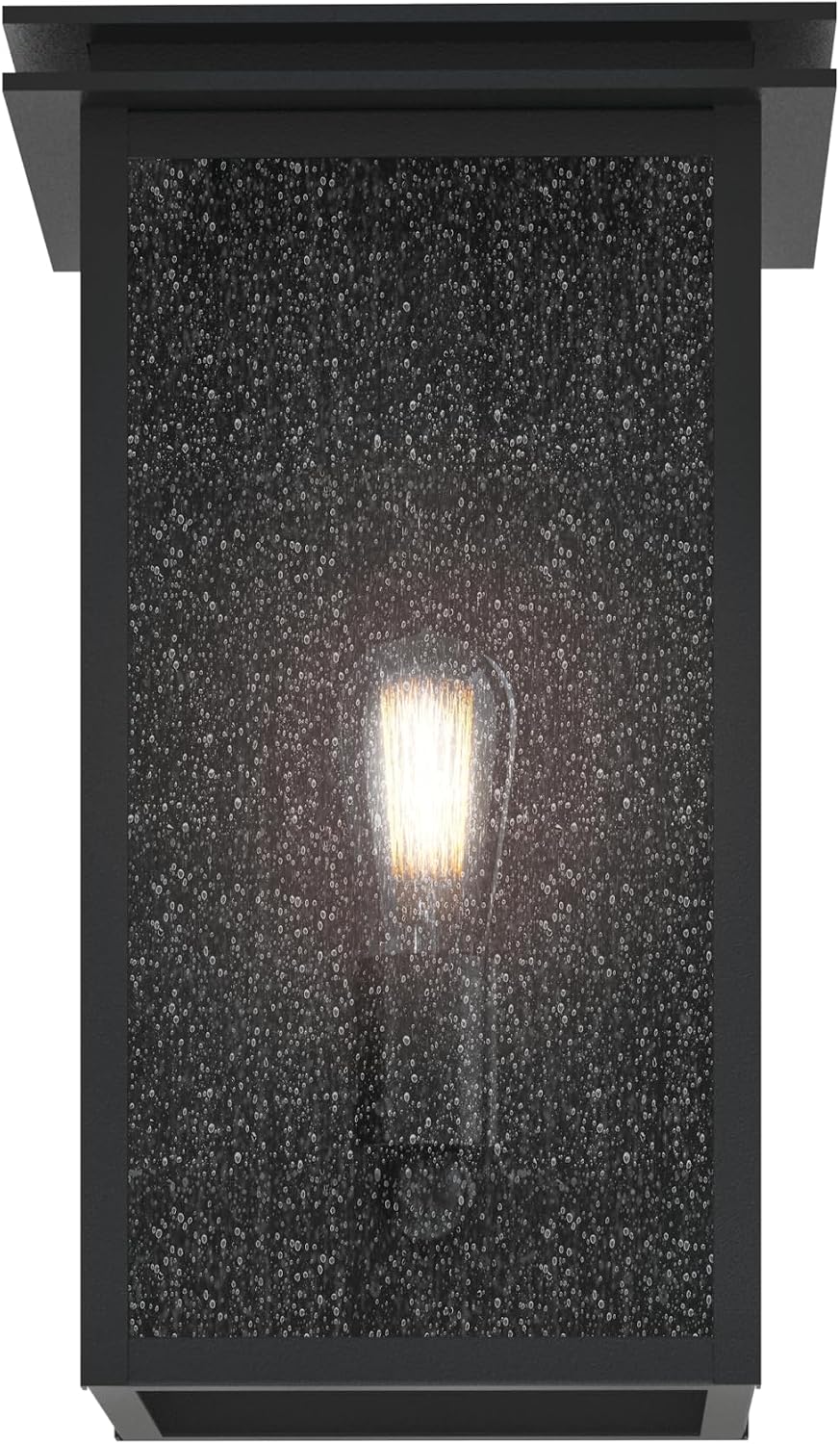 Kichler Arkville 14" 1 Light Outdoor Wall Light with Clear Seeded Glass in Textured Black for Exterior Doors, Walls, Porch, (14" x 8.5"), 59541BKT