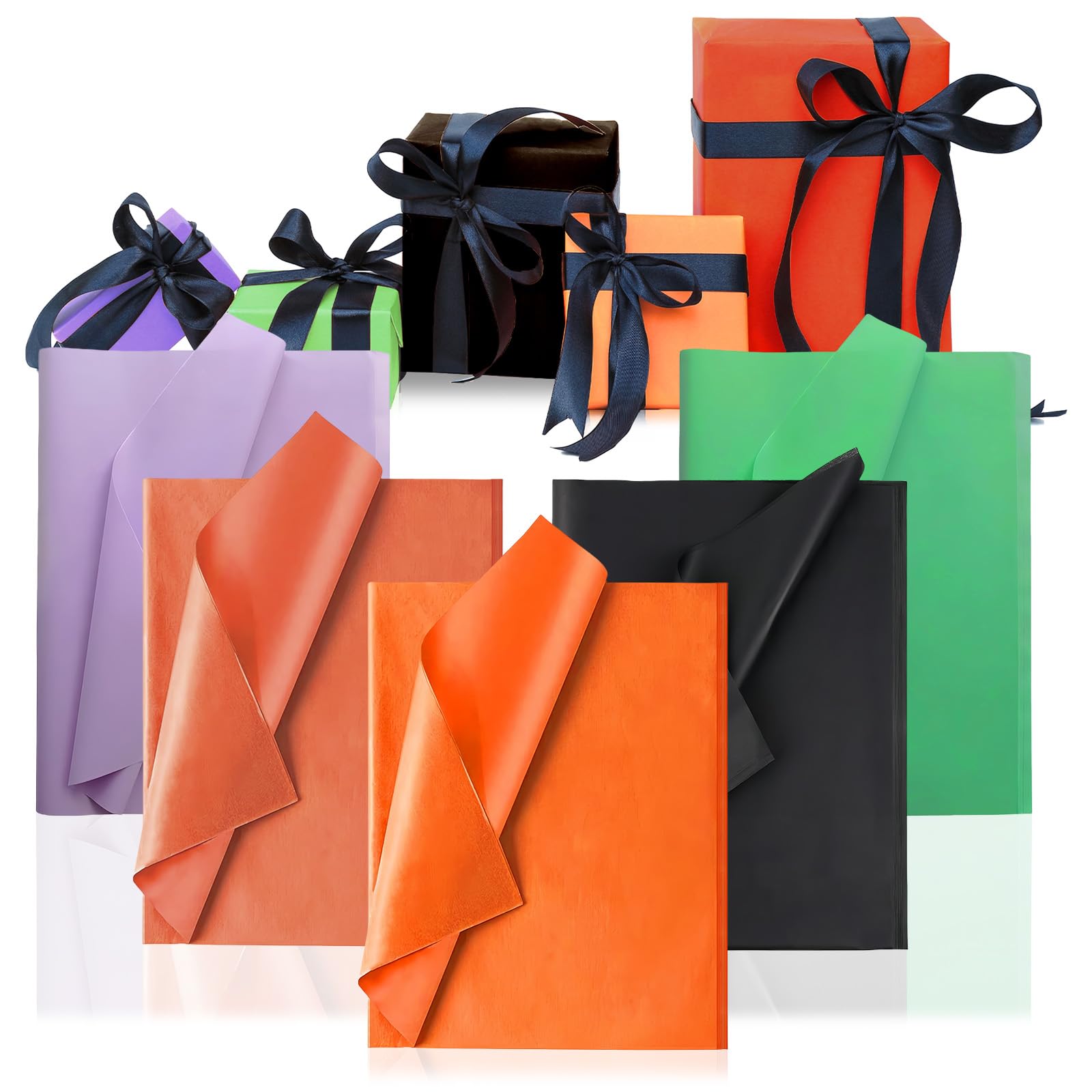 50 Sheets Halloween Tissue Paper for Wrapping Gifts, 35x50cm 5 Coloured Art Tissue Bulk Gift Wrapping, Biodegradable, DIY Crafts Packaging Paper for Halloween Autumn Party Favours ﻿ — image 1