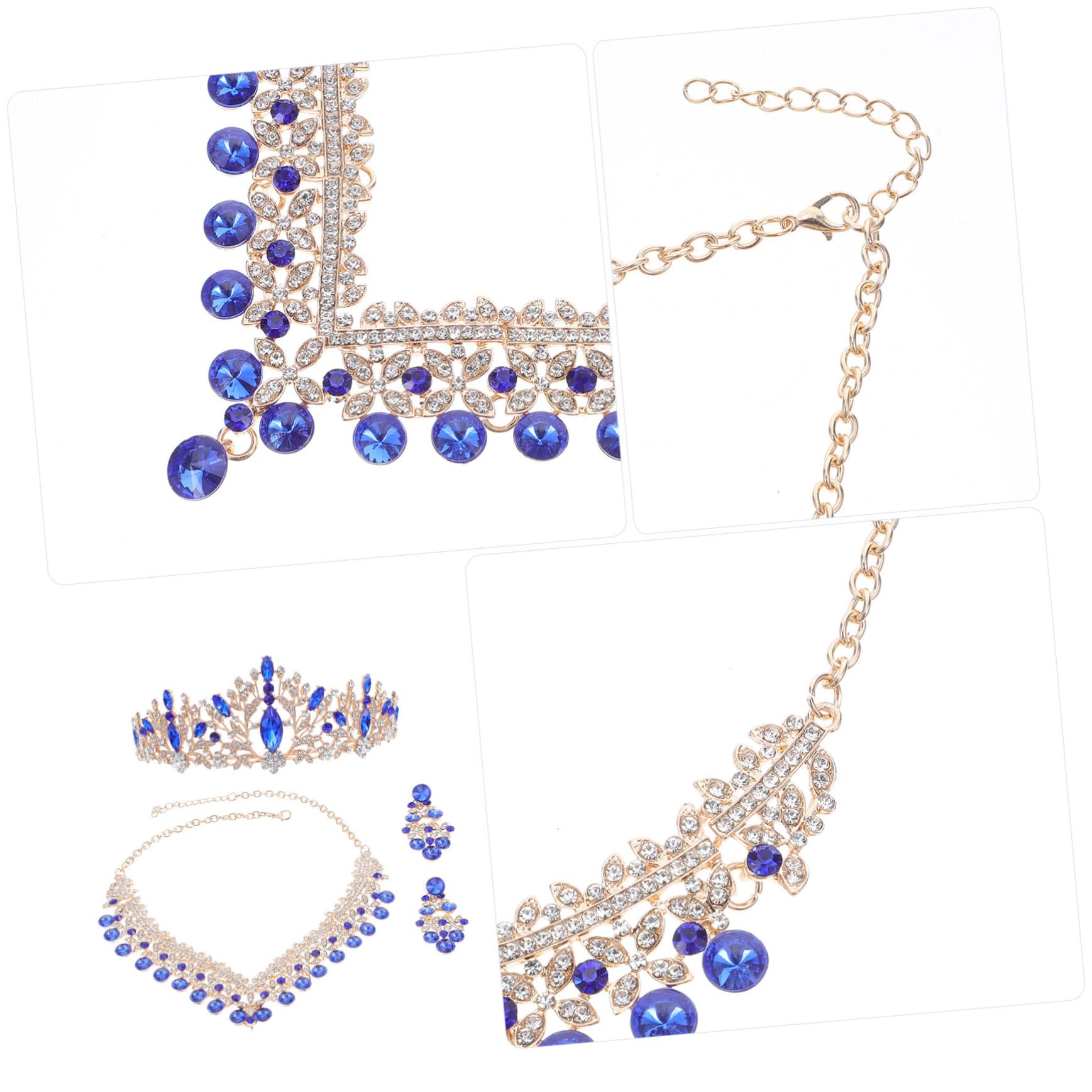 Outanaya Conjuntos de Joyas de Novia Tiara Brillante Collar y Pendientes de Gemas de Imitación para Boda Fiesta de Cumpleaños Accesorios de Novia