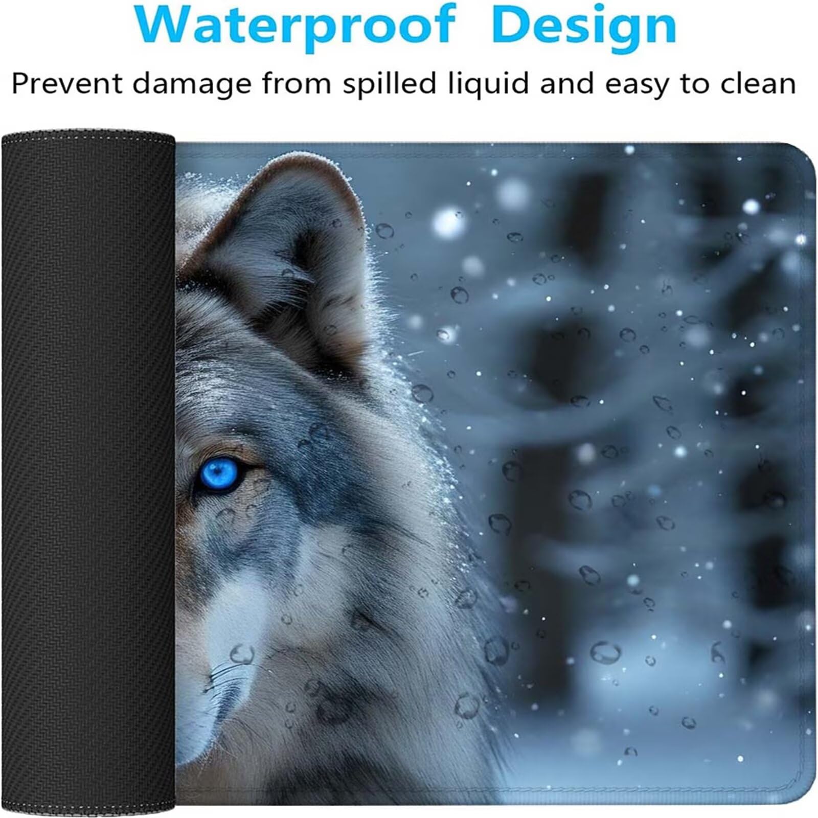 Alfombrilla Ratón Bosque Lobo Alfombrilla Ratón XXL 1400x600x3mm Mouse Pad Resiste Salpicaduras, Extendida de Gran Tamaño con Bordes Cosidos, Mejora Precisión y Velocidad,Antideslizante,Duradera y-407