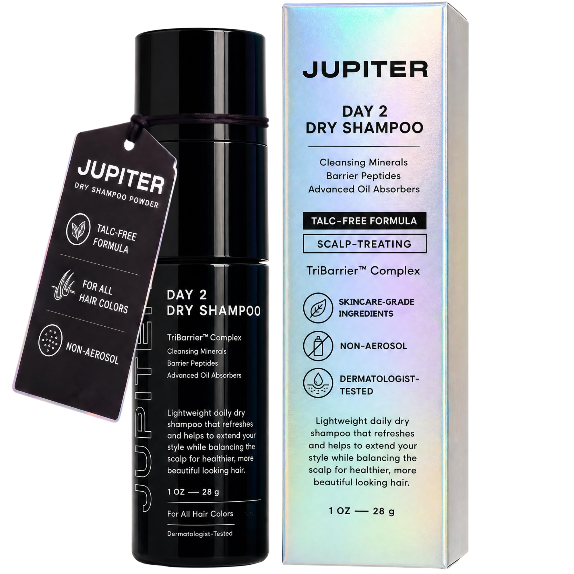 Jupiter Dry Shampoo for Women & Men – Talc-Free, Oil-Absorbing Powder with Postbiotics & Ashwagandha – Scalp-Treating, No White Cast, Bergamot & Jasmine Scent, 1 oz