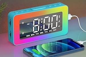 Cool RGB Night Light Alarm Clock with Dimmable LED Display