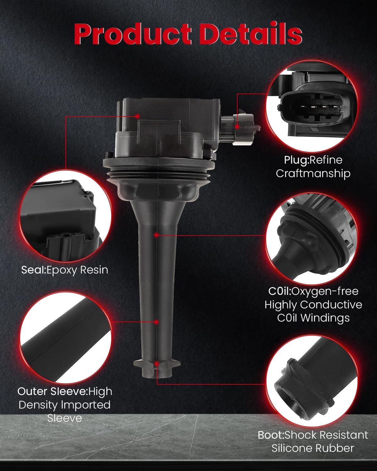 cciyu 5Pcs New Ignition Coil Coils UF341 C1258 Replacement fit for Volvo C70 S60 S70 S80 V70 XC70 XC90 L5 2.3L 2.4L 2.5L C1258 UF341 5C1320