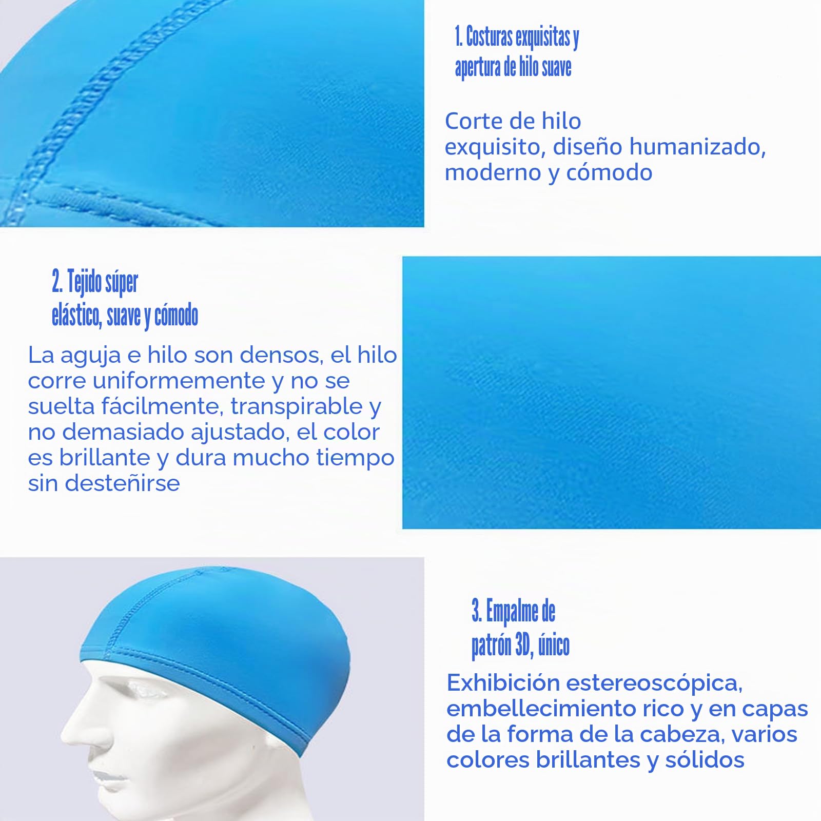 Gorro de Natación Unisex Paquete de 4 Elástico Secado Rápido para Adultos y Niños