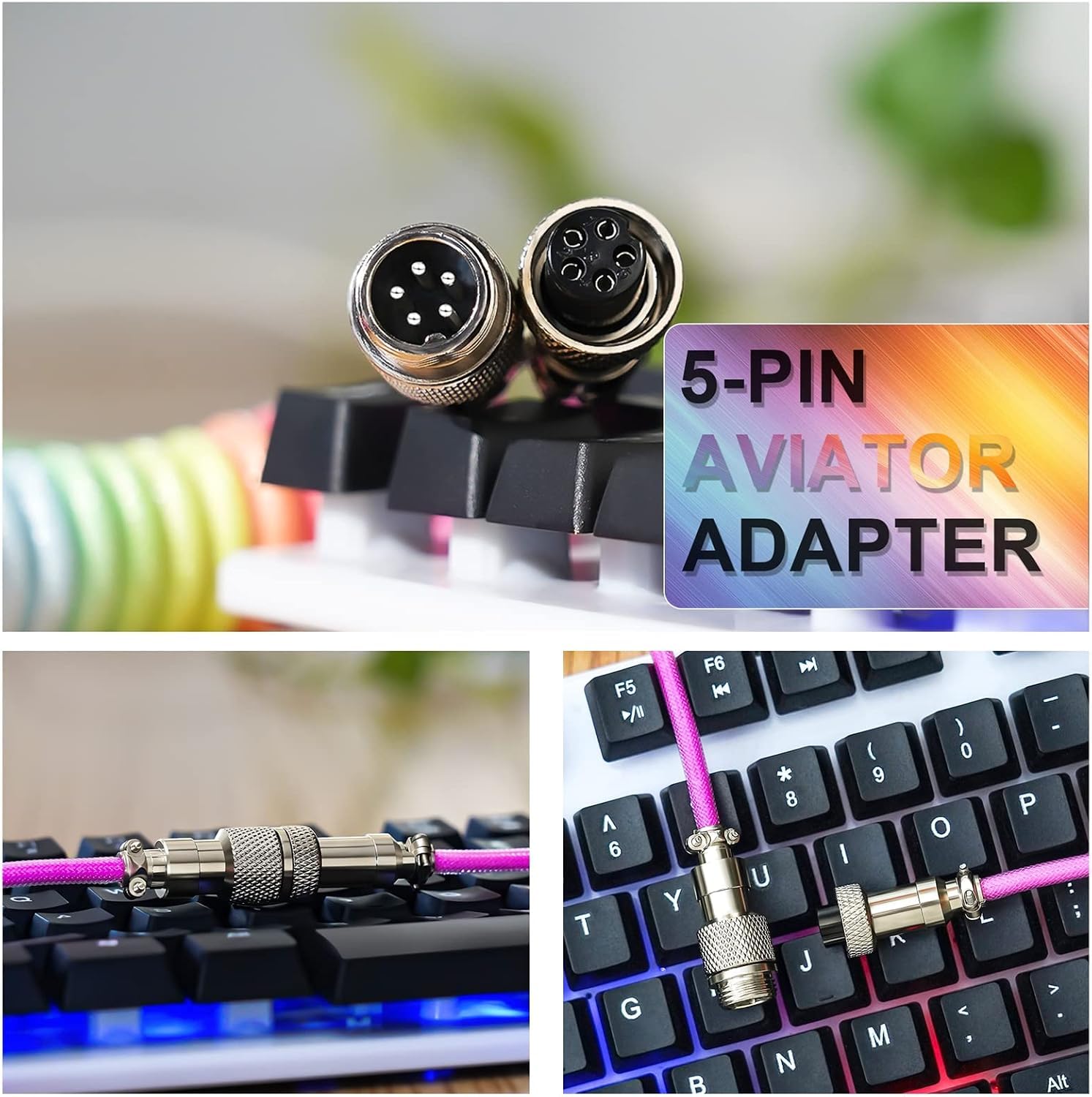 Pro Custom Coiled USB C Cable for Gaming Keyboard, Double-Sleeved Mechanical Keyboard Cable with Detachable Metal Aviator, 1.5M USB-C to USB-A, Classic Black Color image 5