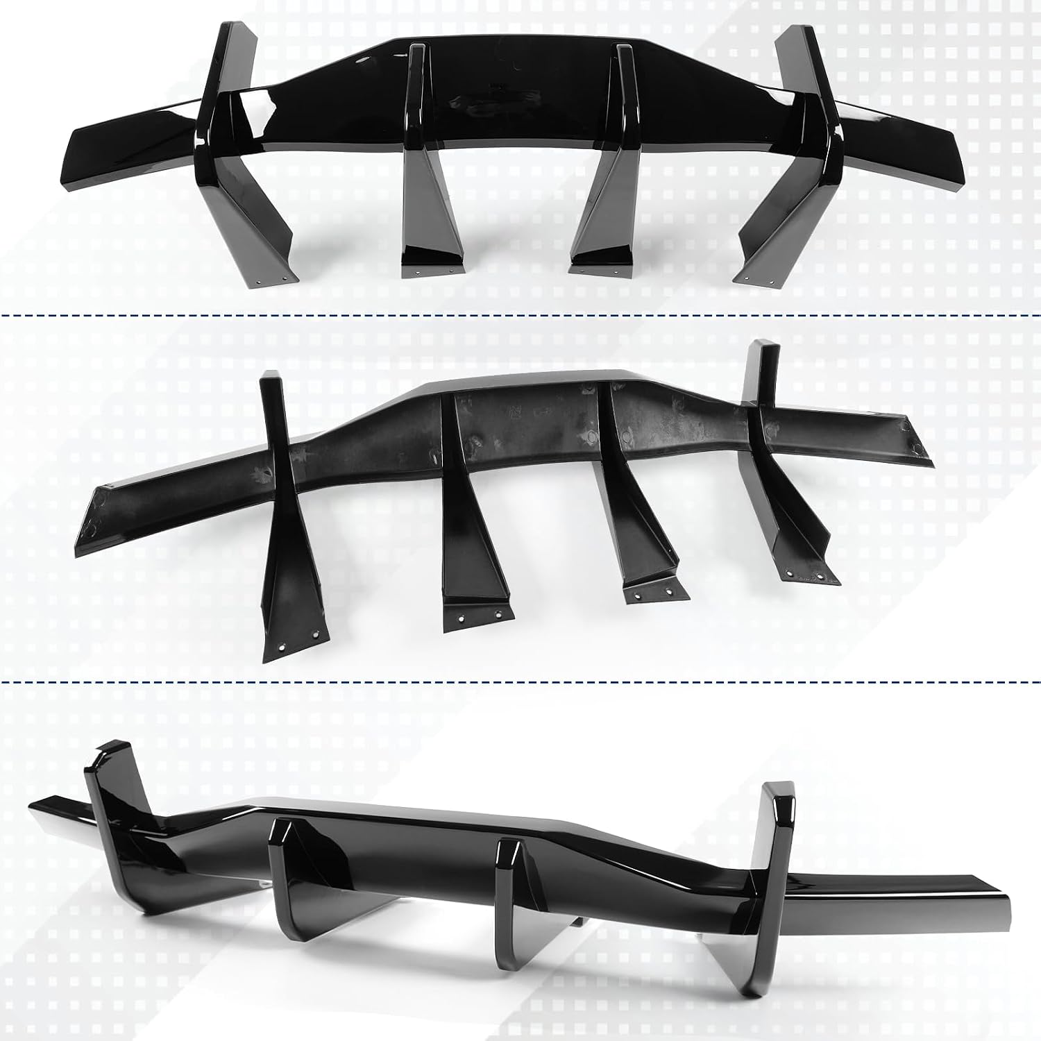 Rear Bumper Diffuser Lip Compatible with 2020-2025 Corvette C8 Stingray Z51, Gloss Black Bumper Lip Splitter Spoiler Lower Valance Double Exhaust One Outlet