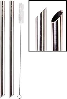 2 Point End BOBA Straw Stainless Steel Extra Wide 1/2" x 9.5" Long Tapioca Pearl Bubble Tea Thick FAT Poke Puncture - CocoStraw Brand