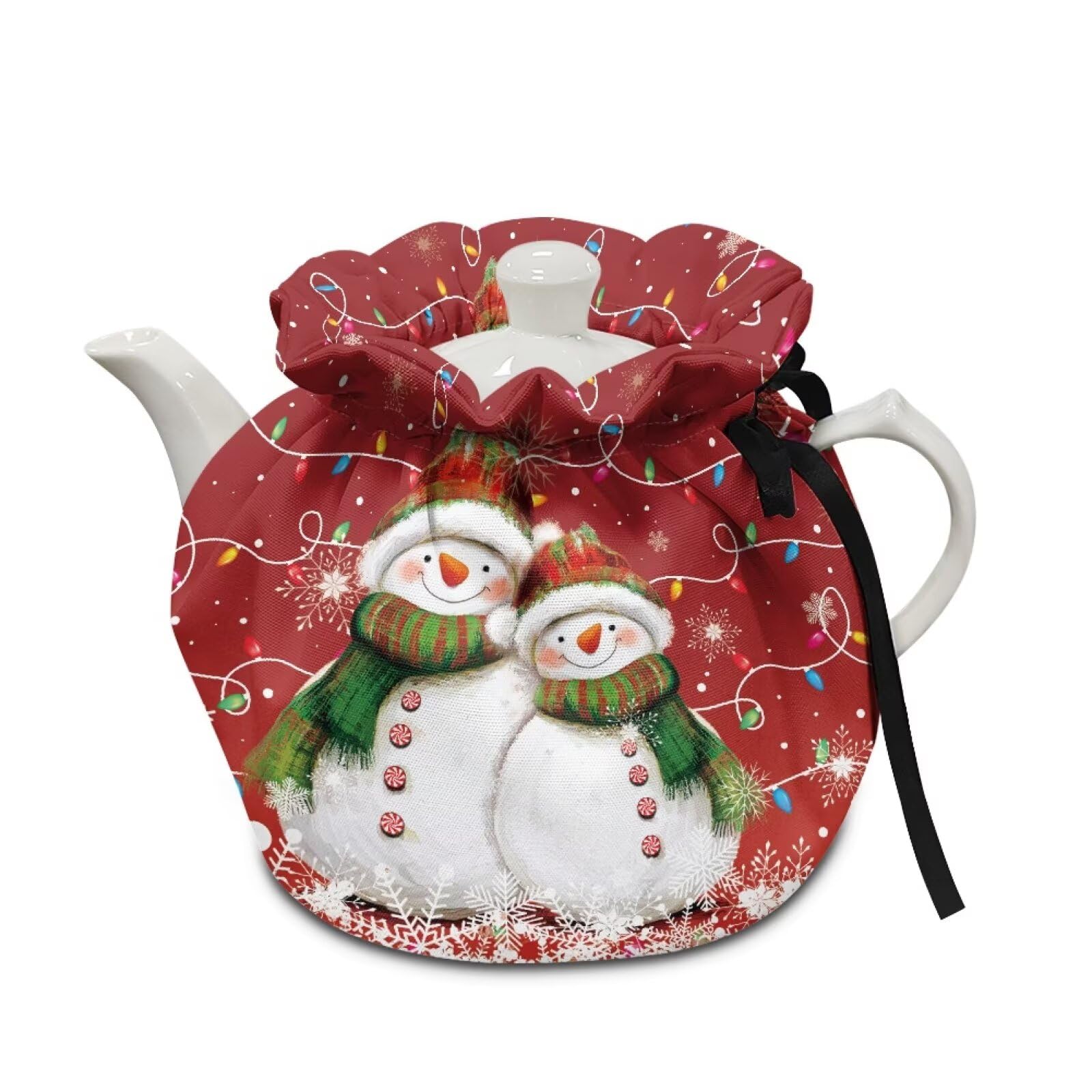 Christmas Tea Cozy Cover Insulated Dust Cover for Teapot Snowman Tea Pot Covers for Keeping Warm Kettle Protector Covers Washable Portable Party Decoration