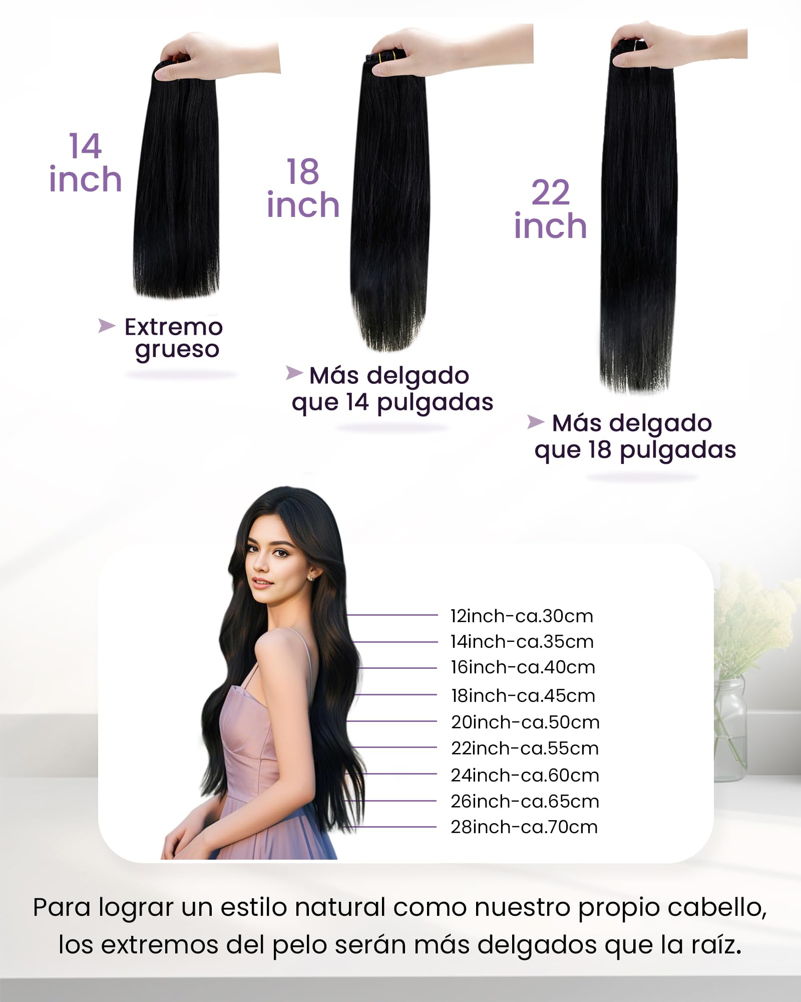 LaaVoo Extensiones de Clip de Pelo Natural Castano Oscuro 70g 5Piezas Extensiones Pelo Natural Humano Clip Marron Oscuro Cabello Recta Recta 30cm Liso #2