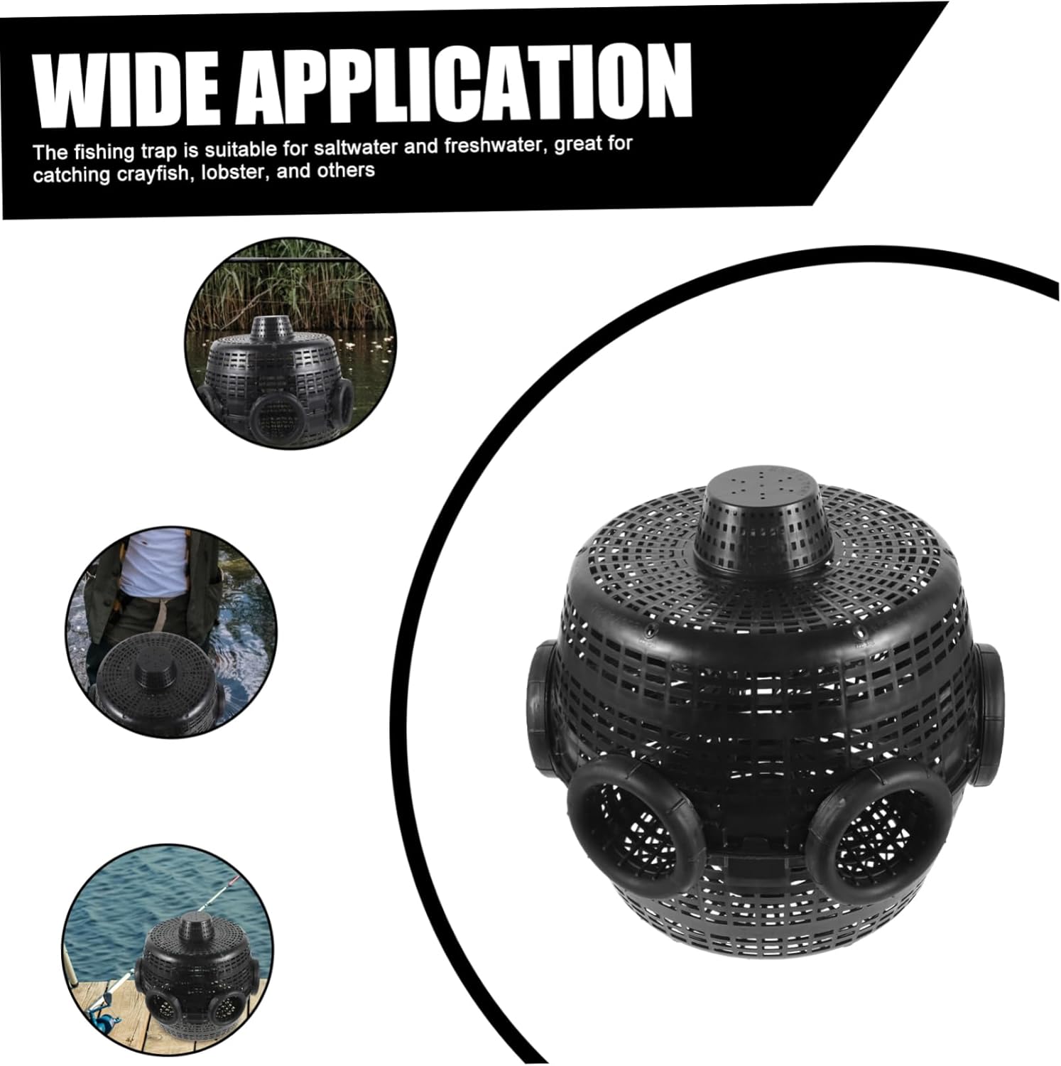 Fishing Trap Cage for Catching Shrimp Crawfish and Lobster Detachable Netting for and Freshwater Use Lightweight Portable Fishing Supplies