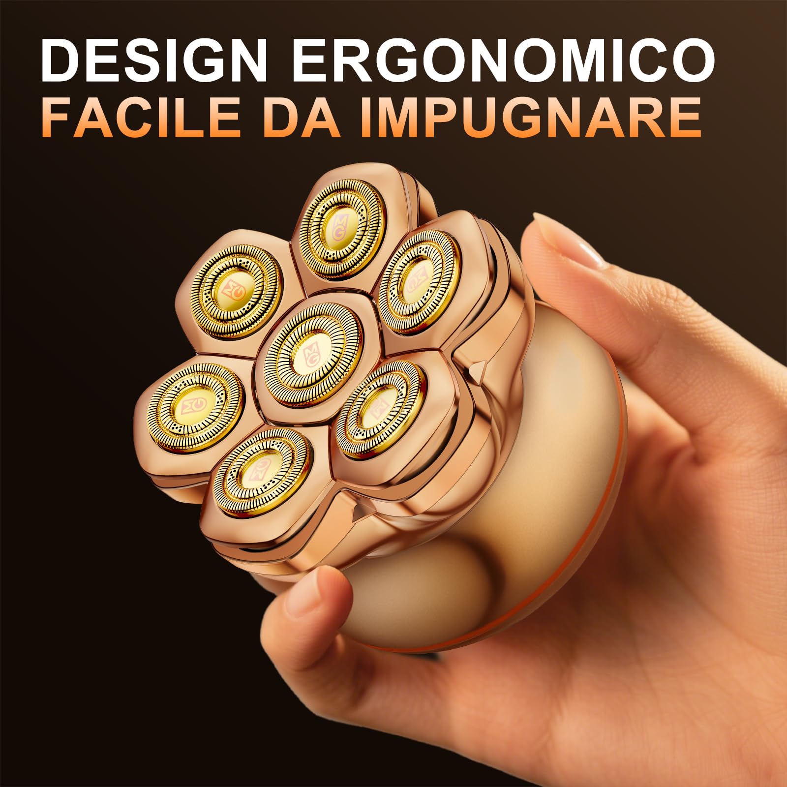 MAXGROOM 7D Rasoio Testa Calva 2 Velocità 7000RPM & 6600RPM, 2026 Rasoio Elettrico Capelli Uomo Rasa Capelli Uomo a Zero Assoluto, Shaver Capelli, Regalo per Papà e Marito (Oro)
