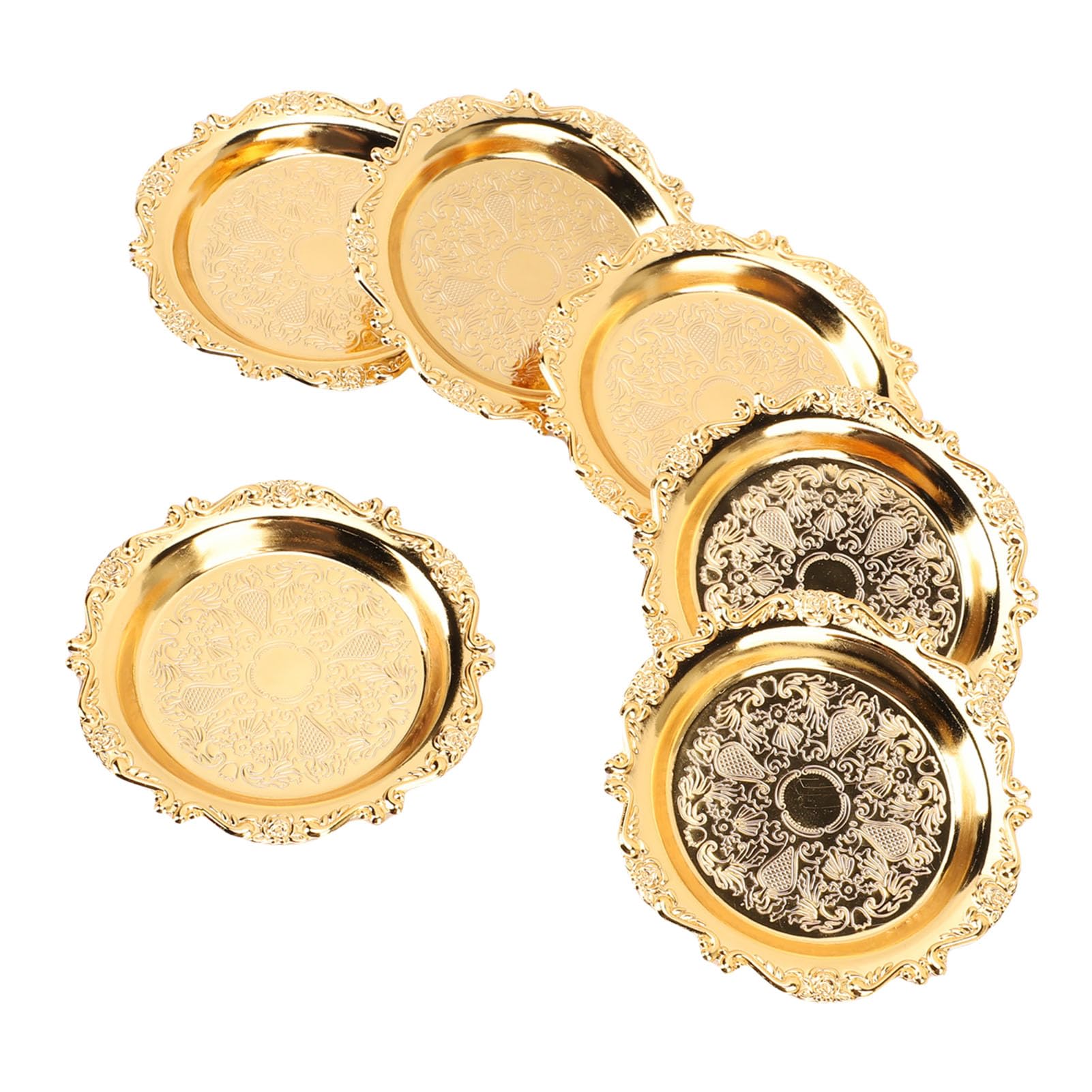 Plaques de Desserts en or, Scoupe à Main en Métal de 6 Pièces 9 Cm, Petites Assiettes pour le Buffet de Mariage et Affichage de Rassemblement