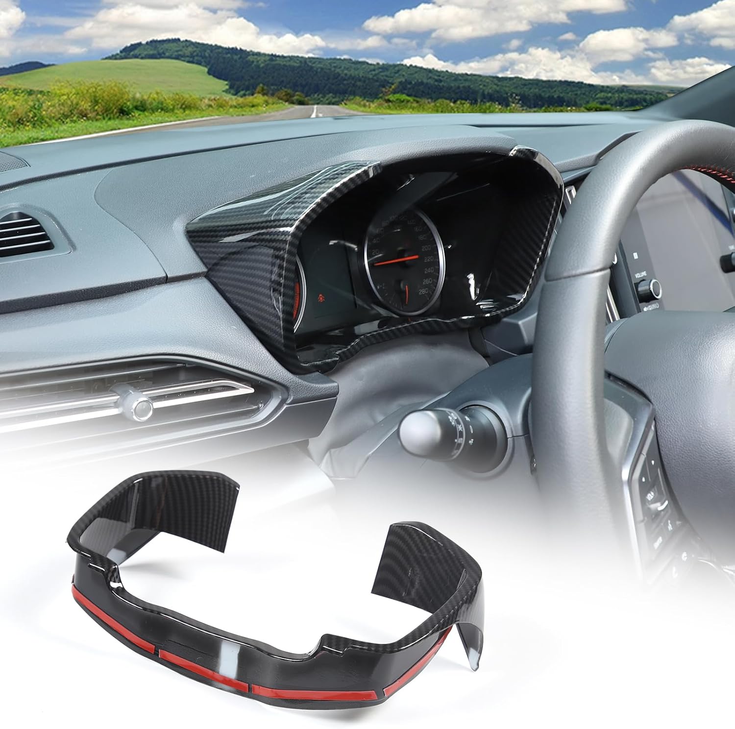 Daeiclru Interior Dashboard Speed Meter Display Frame Trim Cover Compatible with Subaru WRX 2022-2025, ABS Car Dashboard Panel Trim Cover Frame Accessories (Carbon Fiber Pattern)