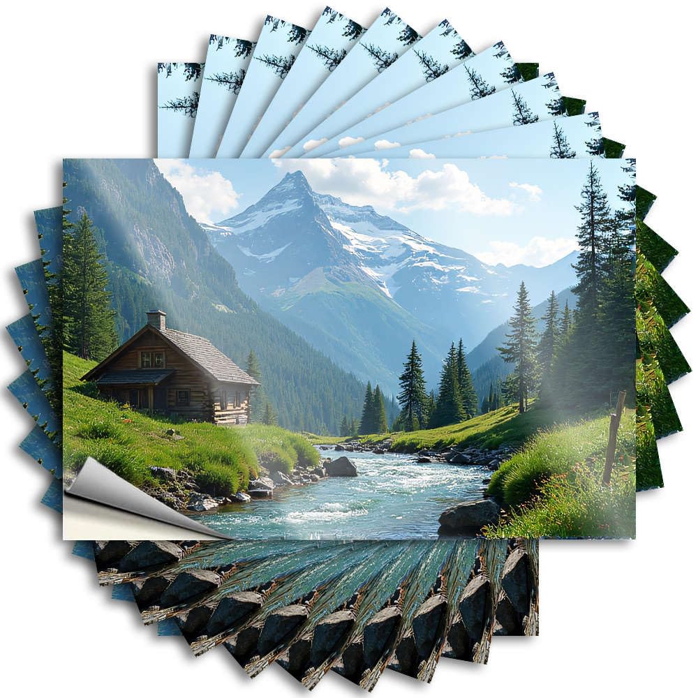 Play Room Decorations, Decal Funny Hard Quote Stickers, Half No Residue Decals for Luggage | Motorcycle Party Favor Custom A Serene Cabin Nestled By A River, Surrounded By Lush(12X18CM)
