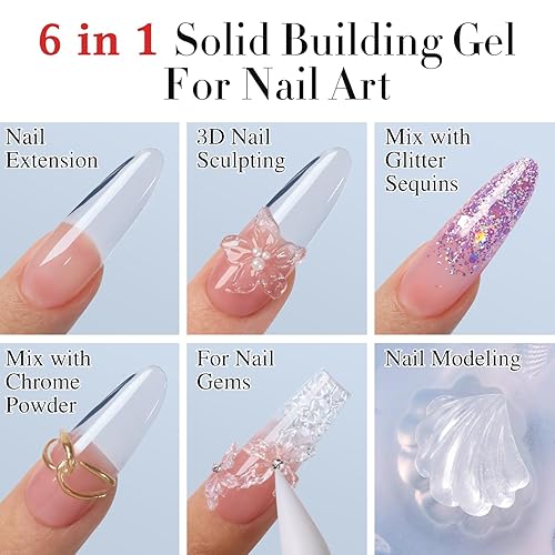 Miniatura 3 de Double Rhythm Gel de uñas 3D transparente sólido para esculpir arte, gel duro no pegajoso para construir tallado, extensión de uñas, remojar UVLED,