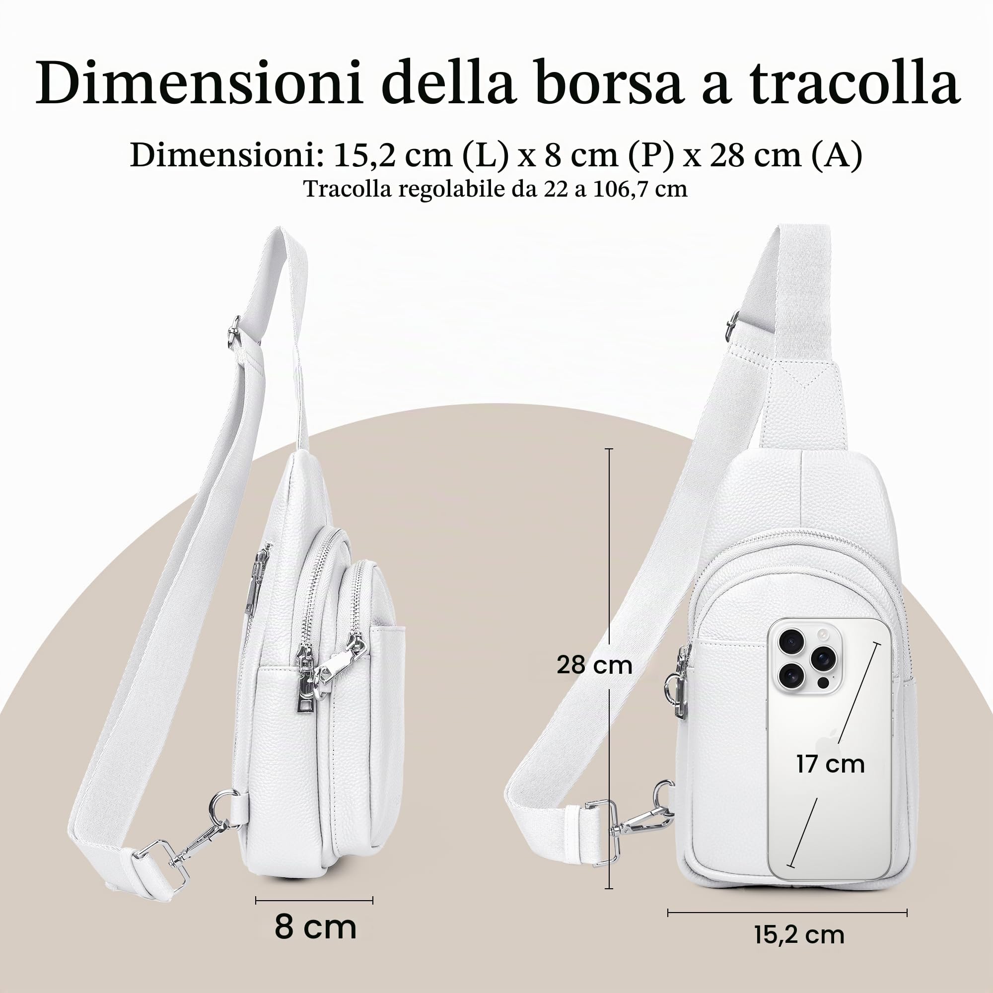 befen Borsa a Tracolla Donna, Mini Sling Bag Vera Pelle Zaino Monospalla Marsupio Tracolla Elegante Borsello Tracolla Viaggio Antifurto per Trekking, Lavoro, Sport