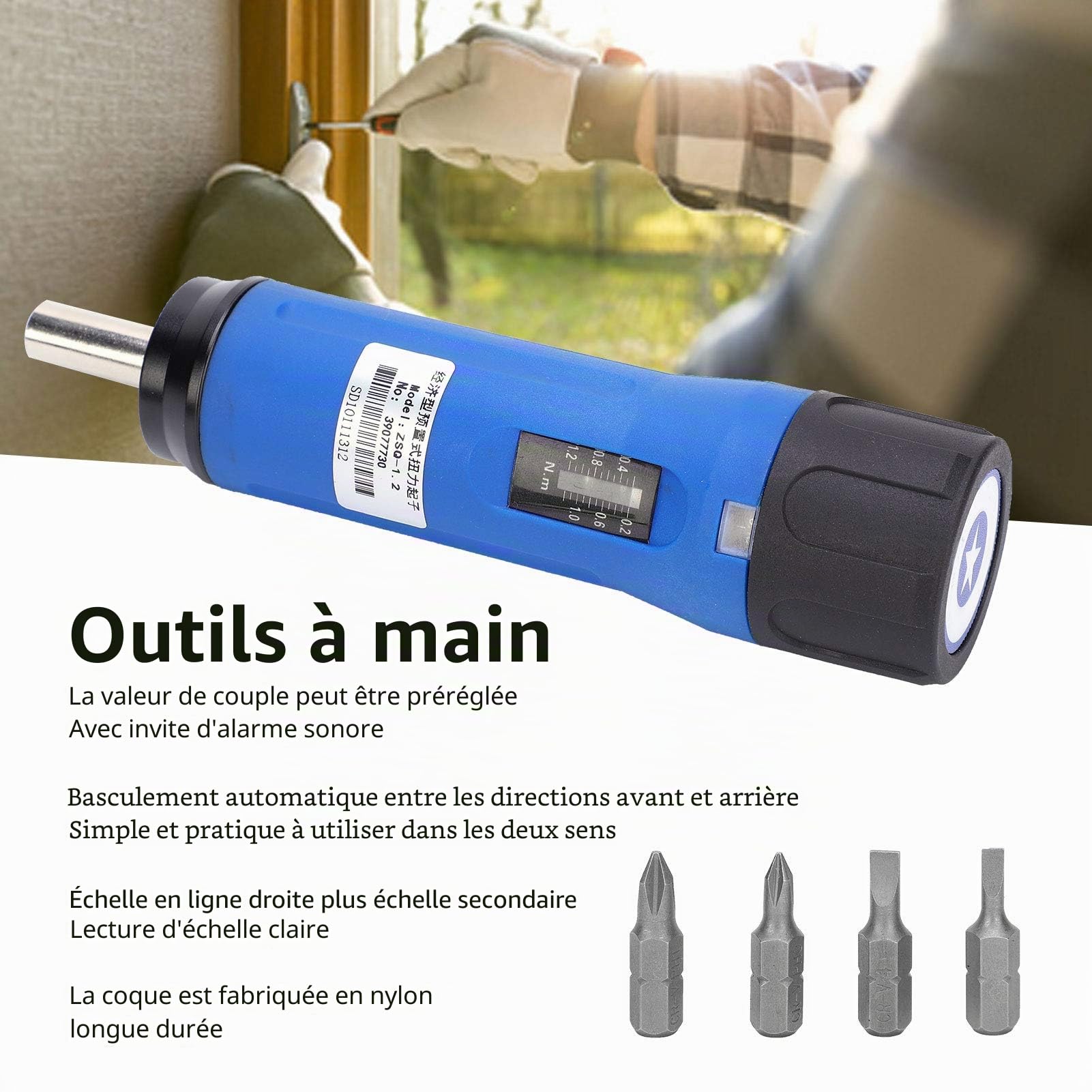 Fafeicy Tournevis dynamométrique 0.2-1.2Nm | Alarme sonore et vibration tactile, Double sens automatique, Précision ±6% pour assemblage électroménager
