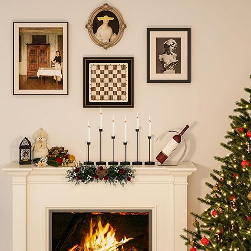 Miniatura 7 de Portavelas negros, juego de 6 portavelas cónicos, portavelas de pilar de metal para centro de mesa, decoración moderna para cena, boda, fiesta,