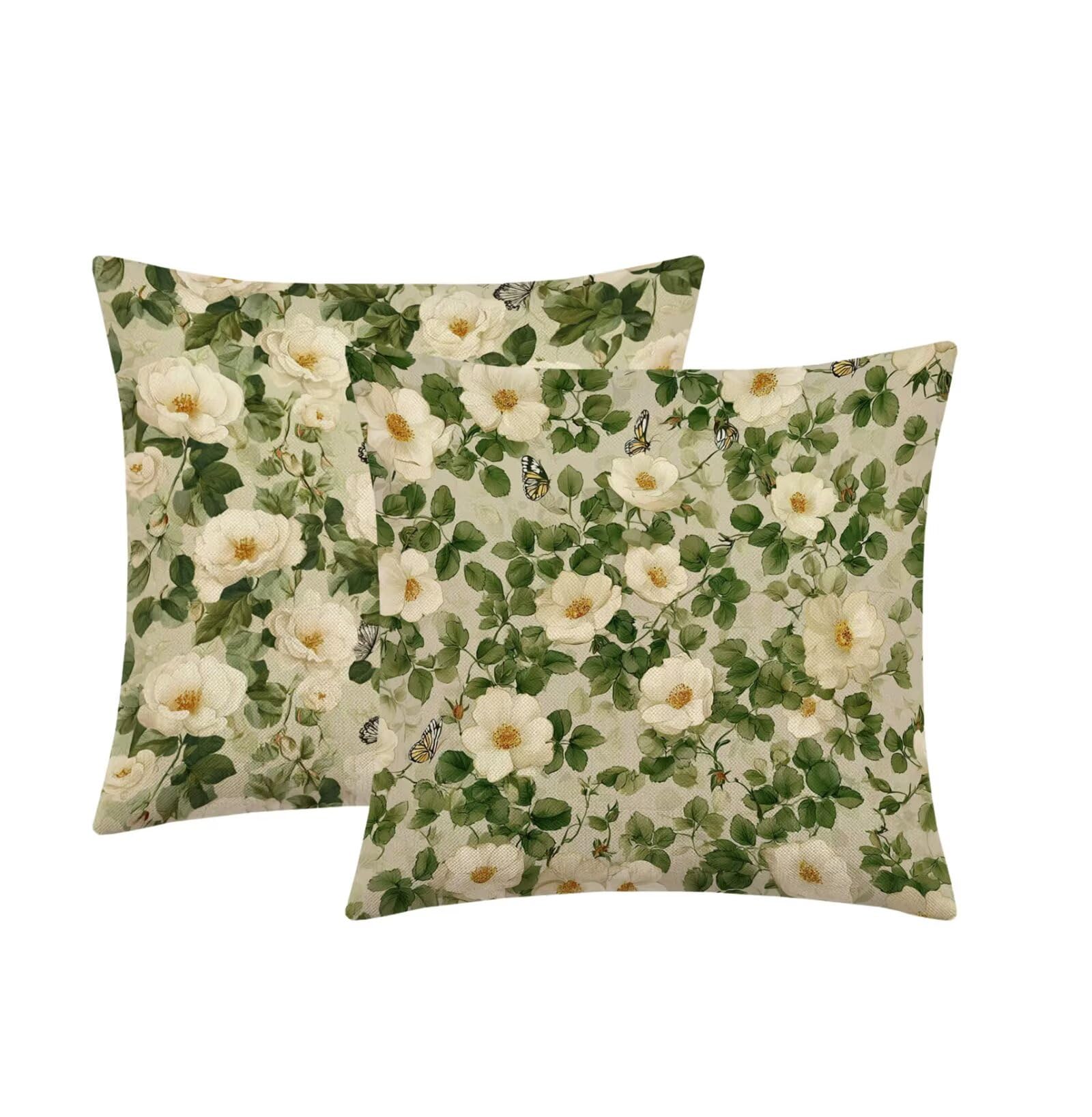 Cuscino Divano 75x75cm Set di 2, verde fiore-2 Velluto Cuscini per Divano