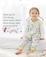Vista 3 de HOMEAL Saco de dormir, 2t-3t Saco de dormir para niños pequeños con piernas, saco de dormir sin mangas para bebés que caminan temprano