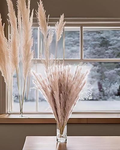 Miniatura 4 de UiiziC Hierba sintética de las pampas, 6 unidades de 37.5 pulgadas  37.4 in, flores artificiales secas y esponjosas para rellenos de jarrones, ramos