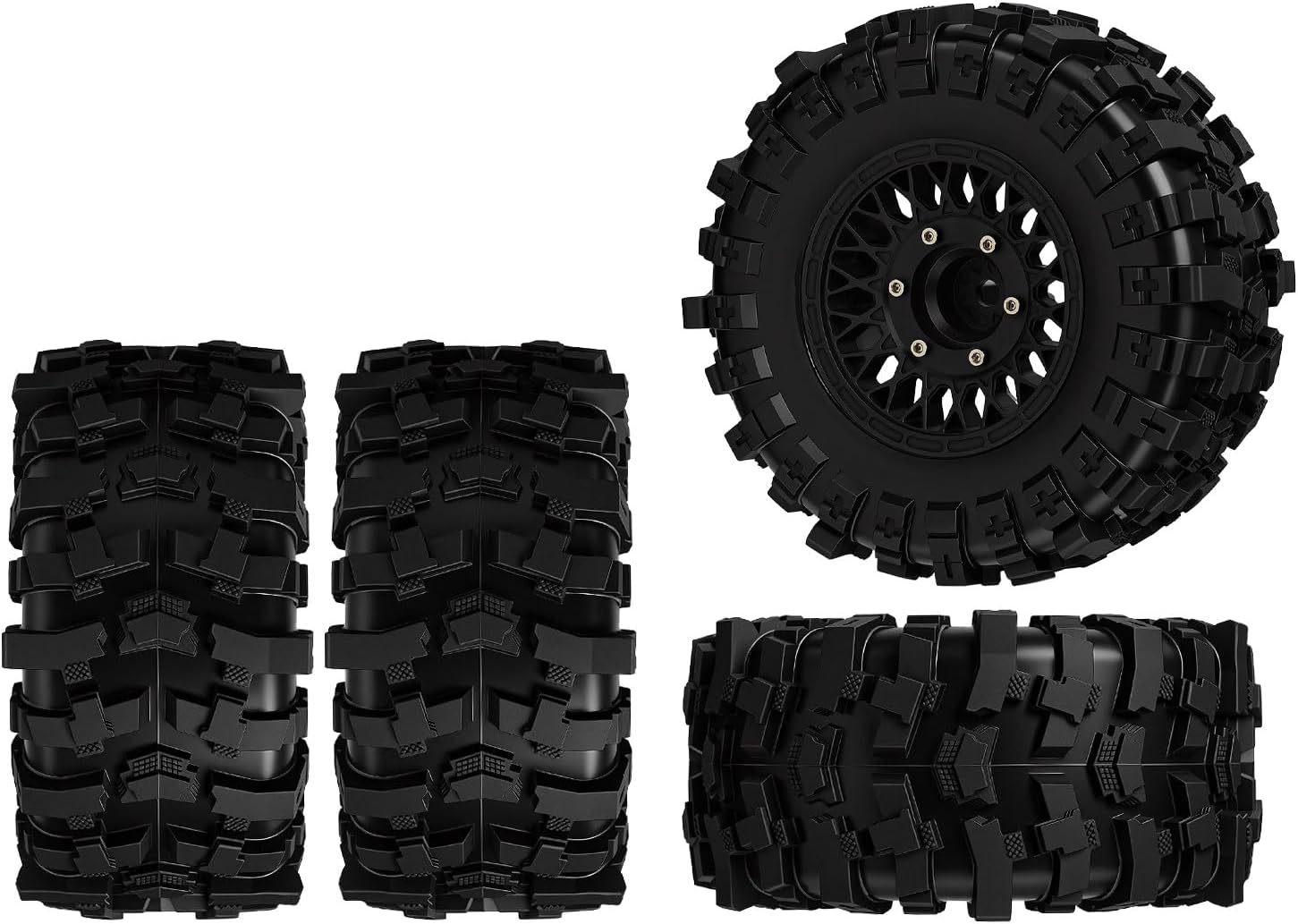 Pre-glued Wheel and Tire Plastic Rim for Arrma 1/10 RC Monster Truck Big Rock Granite Vortek for Losi Stampede Rustler Hoss Series Upgrades Part Black