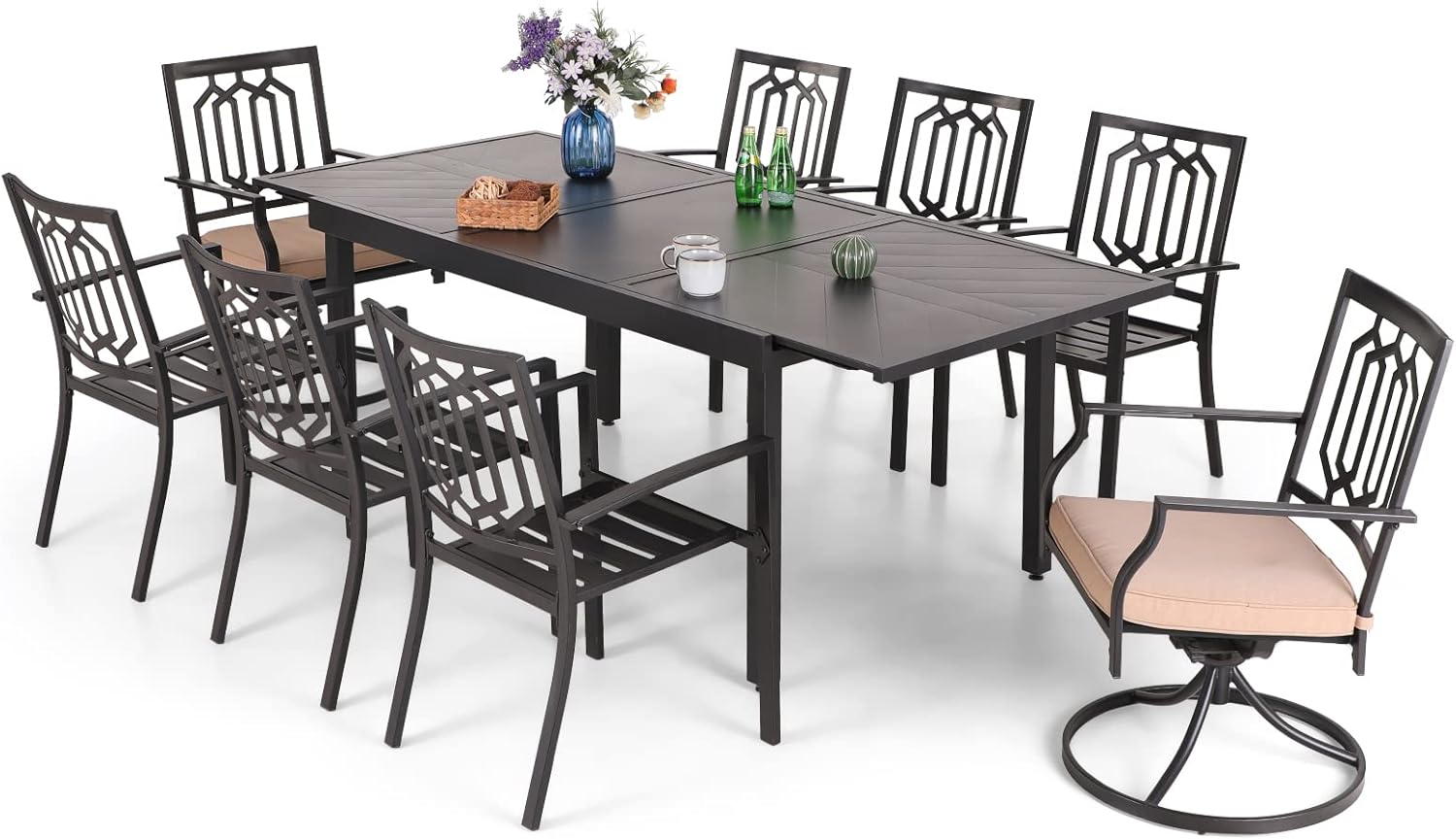 MFSTUDIO 9PCS Outdoor Patio Dining Set, Outdoor Table Chair